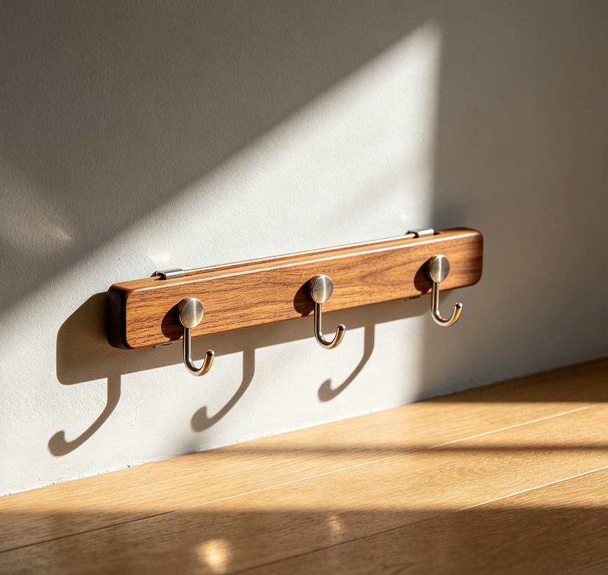 Wall-Mounted Foldable Coat Rack with Four Hooks