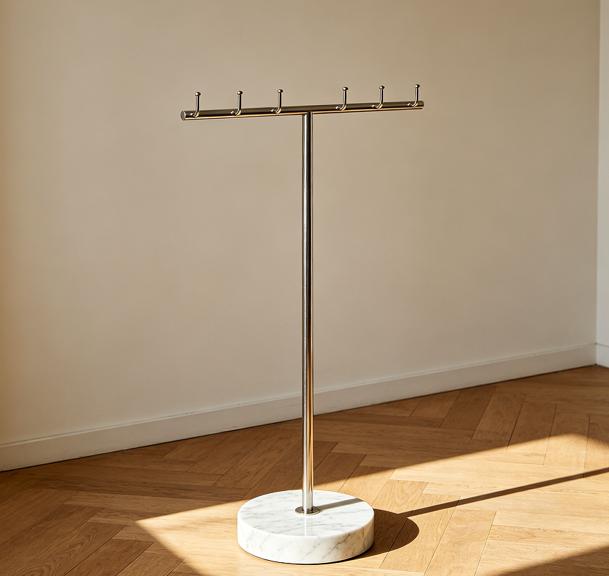 Minimalist Clothes Tree with 7 Pegs and Marble Base